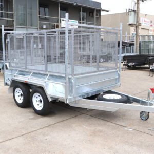 8×5 australian galvanised tandem axle heavy duty cage trailer with 3ft australian made cage & ladder racks australian made trailer