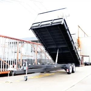 16×6’6″ heavy duty flat top | pallet trailer with drop sides | hydraulic tipper feature 4.5 ton gvm