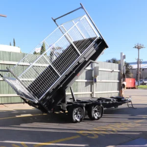 10×5 all purpose hydraulic tipper trailer | 3ft cage | ladder rack | plant ramps 3200 kg gvm