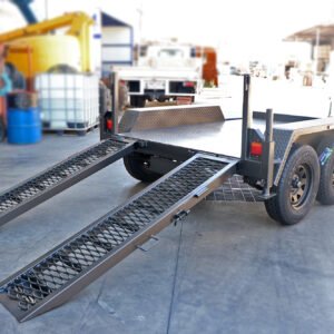 8×5 heavy duty plant / machinery trailer for sale 2.8 ton gvm – 2x drop down ramps