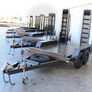 8×5 heavy duty plant / machinery trailer for sale 2.8 ton gvm – 2x drop down ramps