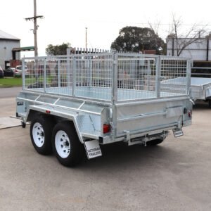 8×5 australian galvanised heavy duty cage trailer with 2ft cage 7ft slide under ramps for sale australian made trailer
