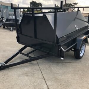 7×5 single axle tradesman trailer | 600mm tool box top | rear door | tradie top trailer for sale melbourne