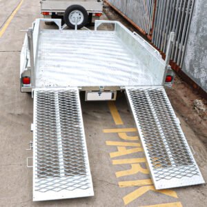 10×6 australian galvanised tandem plant trailer deluxe heavy duty – 2x drop down ramps on special