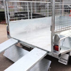 8×5 australian galvanised heavy duty cage trailer with 2ft cage 7ft slide under ramps for sale australian made trailer
